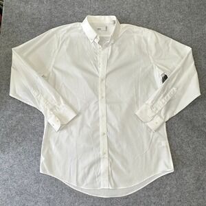 Nordstrom Rack Mens White Pima Cotton Trim Fit Non-Iron Dress Shirt 16.5 34/35